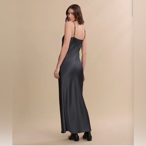 Jenni Kayne Cleo Slip satin Dress in black slate - Picture 5 of 10